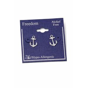 Silver Anchor Stud Earrings Nickel Free Hypoallergenic Nautical